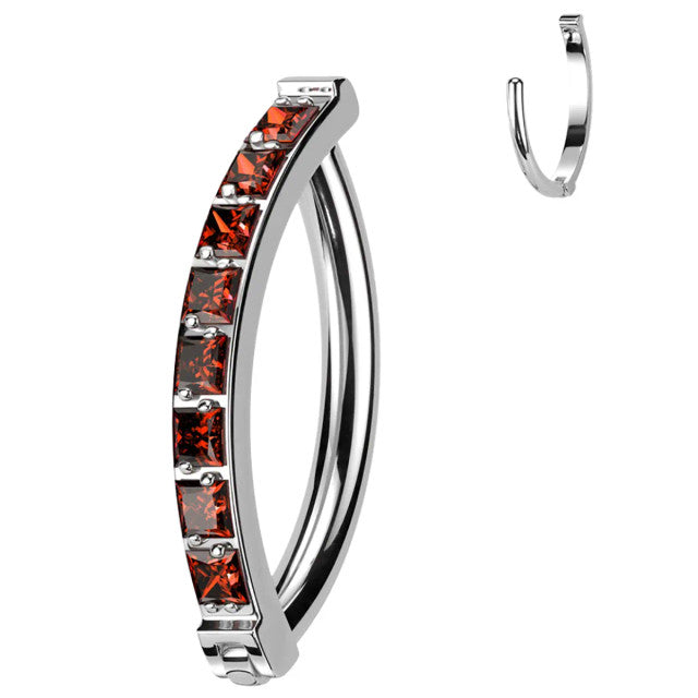 Titanium Hinged Belly Ring 14G 10mm with Square CZ - 4 Colors - photo 9