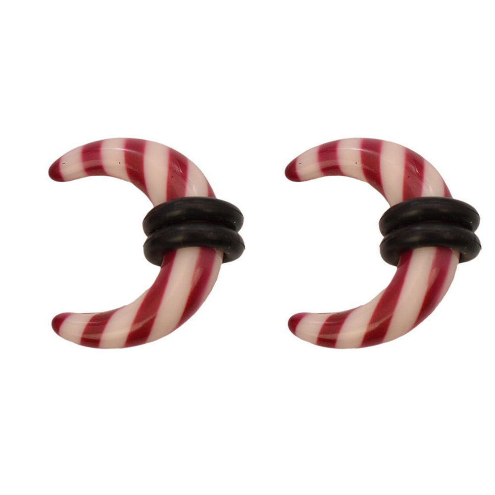 Acrylic Striped Pincher Tapers 2G with Black O-Rings - Pair - photo 3