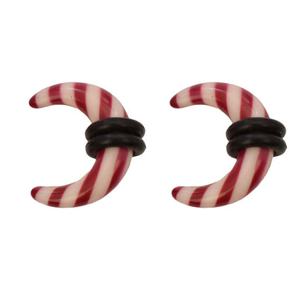 Acrylic Striped Pincher Tapers 2G with Black O-Rings - Pair - photo 3