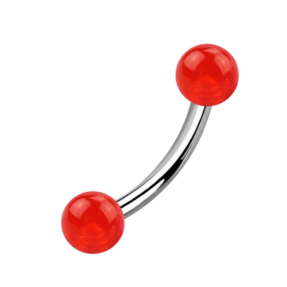 Titanium Curved Eyebrow Barbell 16G with Glow Ball Ends - photo 3