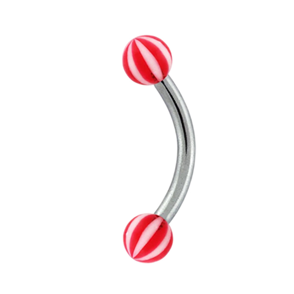 Titanium 16 Gauge UV Glow Beach Ball Curved Barbell