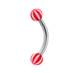 Titanium 16 Gauge UV Glow Beach Ball Curved Barbell