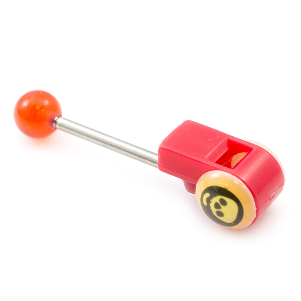 Surgical Steel Tongue Barbell 14G with Skull Whistle - 4 Colors - photo 7