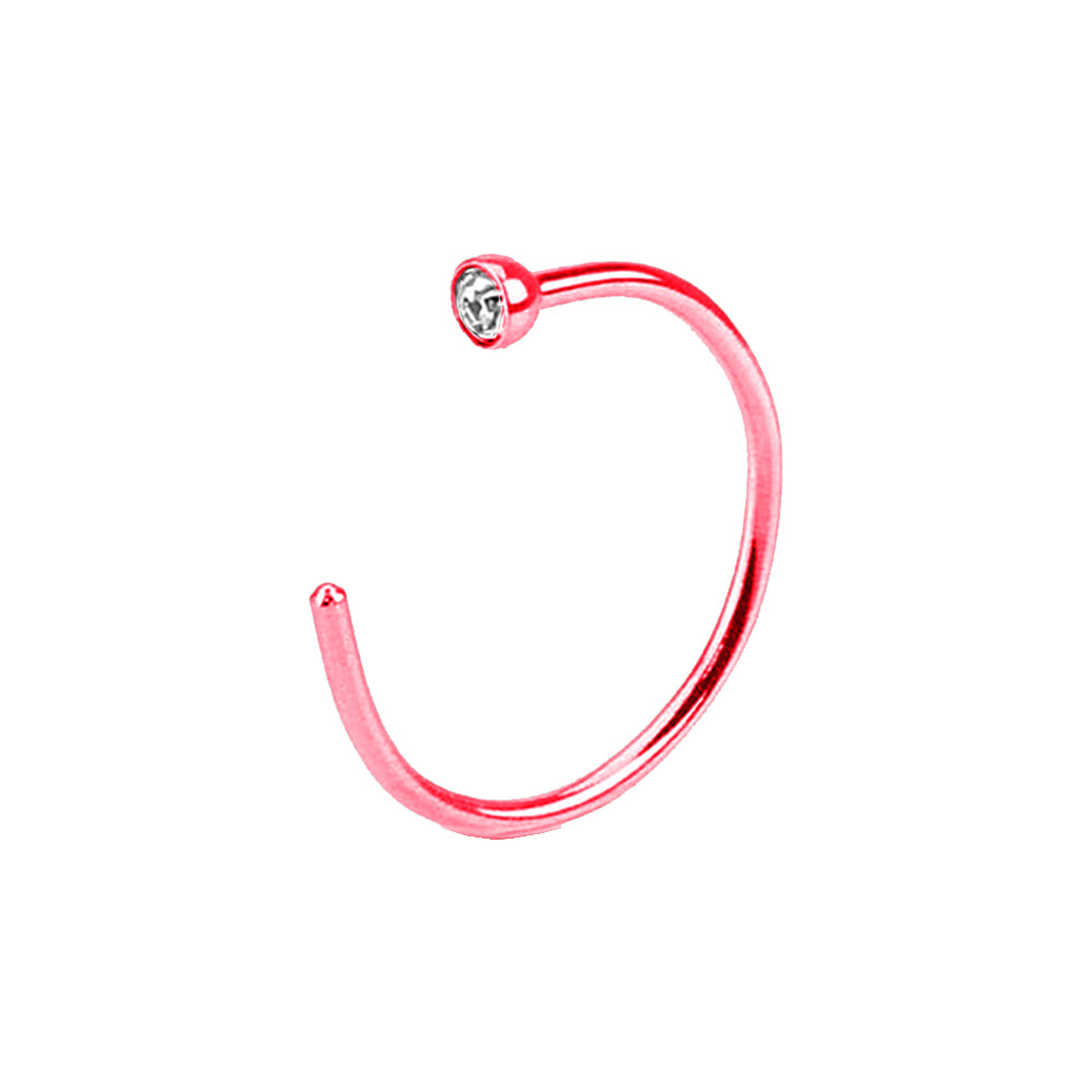 Surgical Steel 20 Gauge Open Nose Hoop Ring with Clear CZ - photo 7