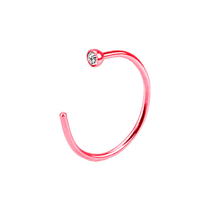 Surgical Steel 20 Gauge Open Nose Hoop Ring with Clear CZ - photo 7