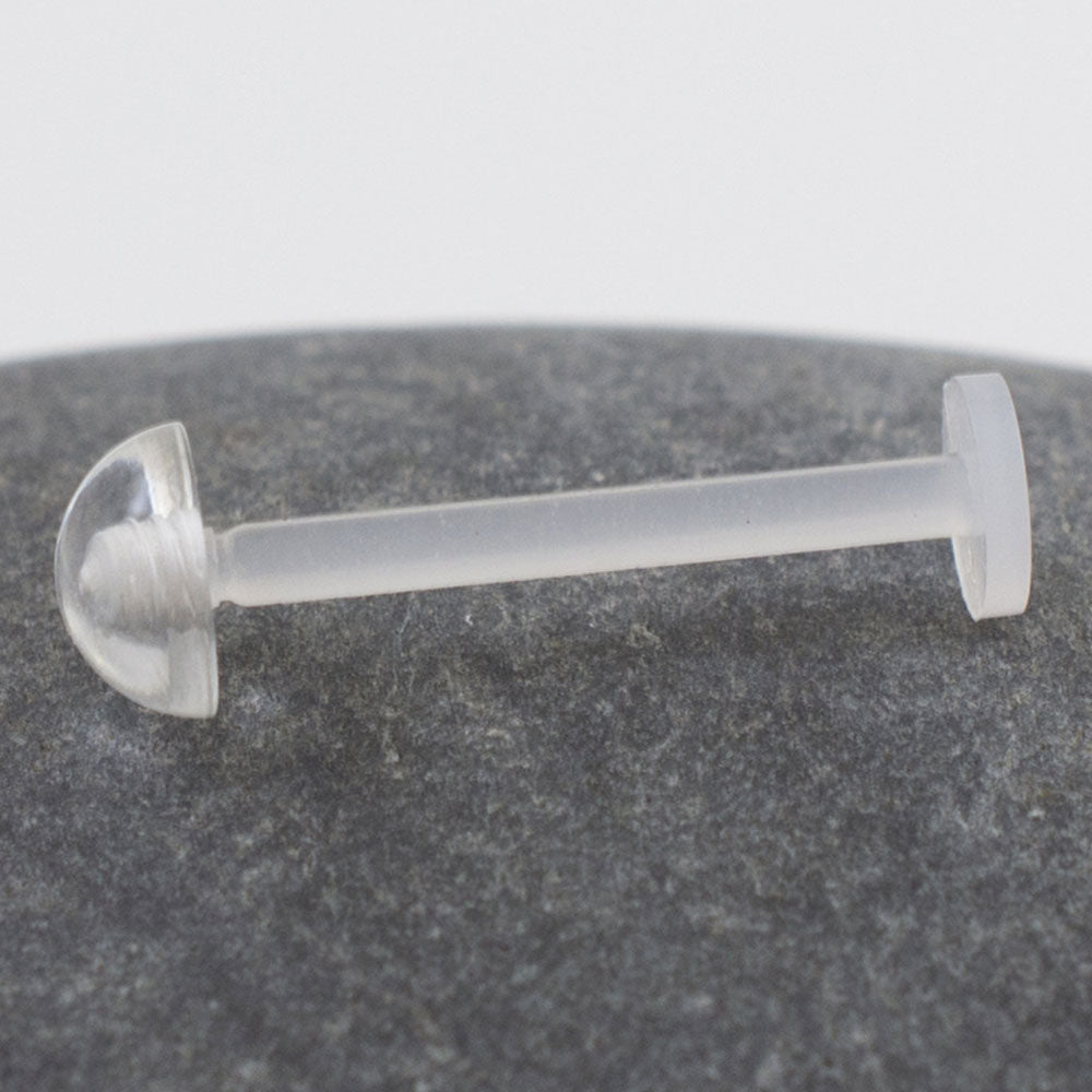 Clear Bioflex 14 Gauge Flat Back Labret Retainer - 5/8 Inch - photo 2
