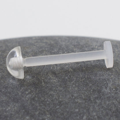 Clear Bioflex 14 Gauge Flat Back Labret Retainer - 5/8 Inch - photo 2
