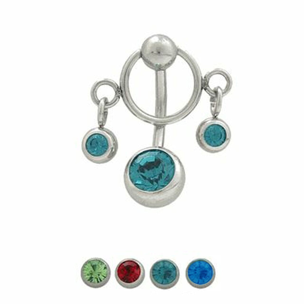 Surgical Steel 14 Gauge Reverse Belly Ring with CZ Door Knocker - photo 2