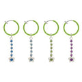 Rhodium Plated Green Non-Piercing Belly Clip with Dangling Flower