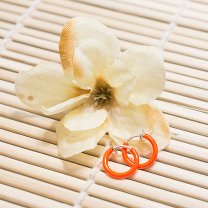 Rhodium Plated Orange Non-Piercing Spring Hoop - Pair - photo 3
