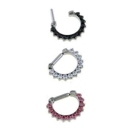 Surgical Steel 14 Gauge Jeweled Ear Clicker for Rook, Daith, Tragus