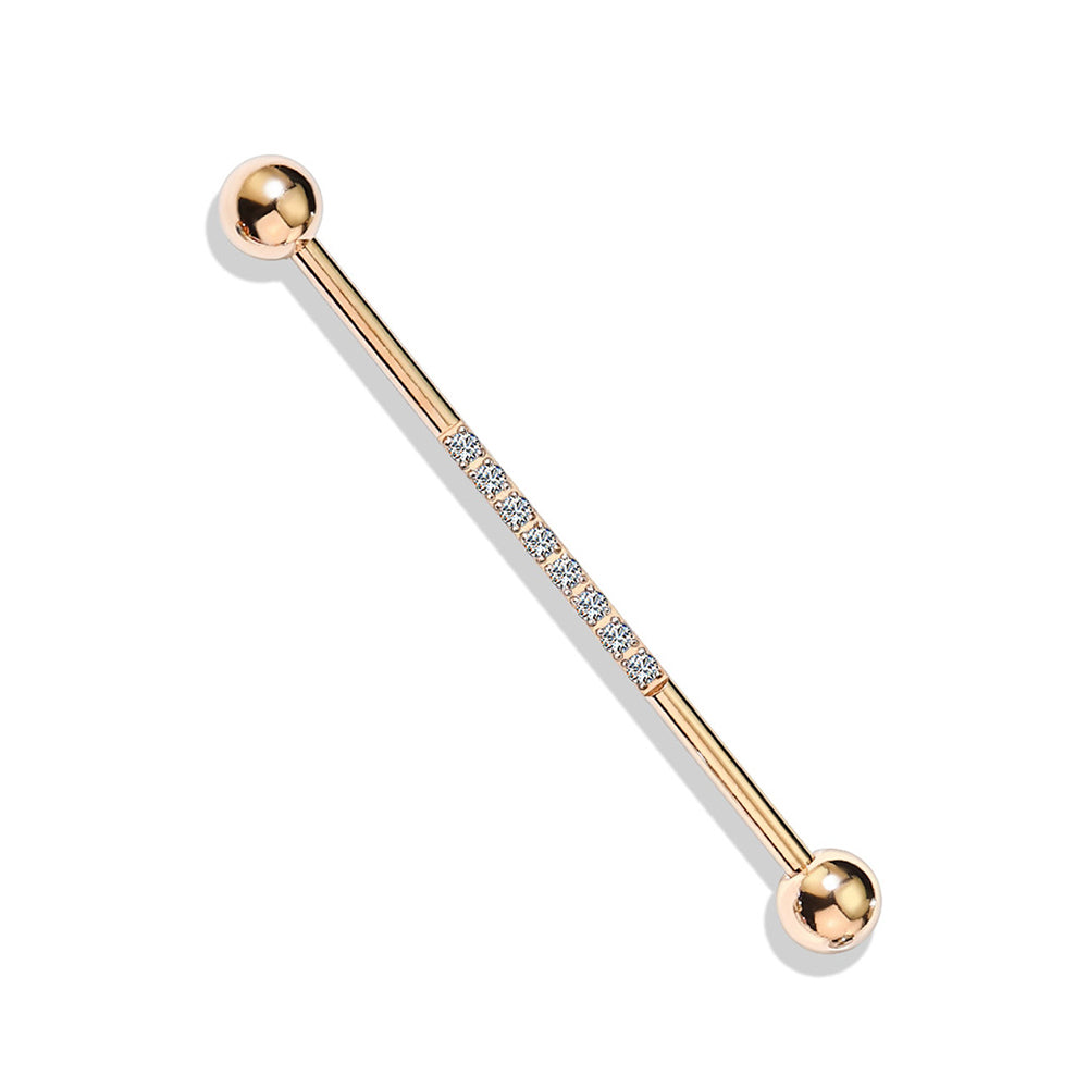 Surgical Steel 14 Gauge Industrial Barbell with CNC Lined CZ - photo 7