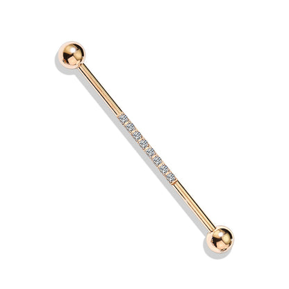 Surgical Steel 14 Gauge Industrial Barbell with CNC Lined CZ - photo 7
