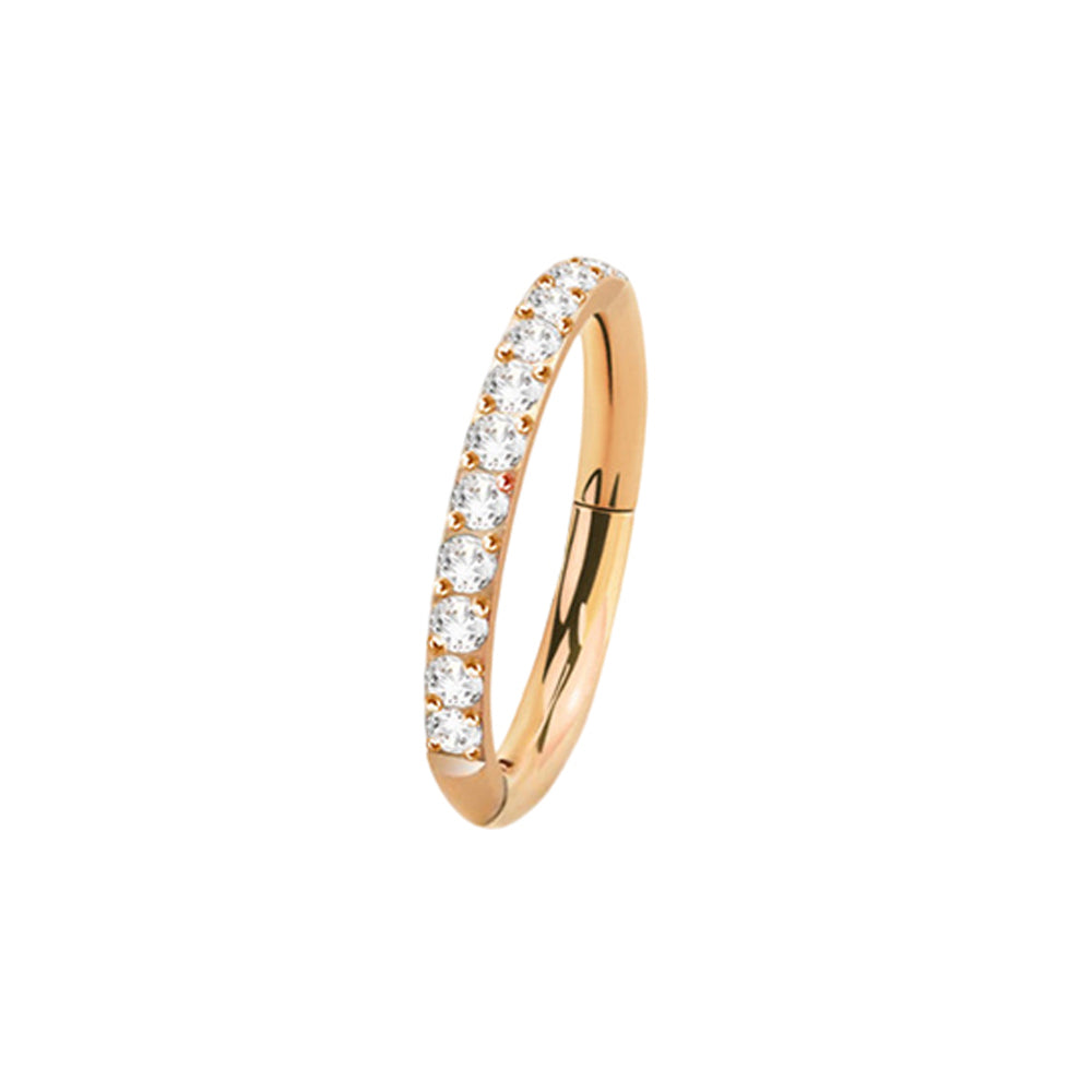 Titanium 16 Gauge Hinged Hoop Ring Segment with Forward Facing CZ