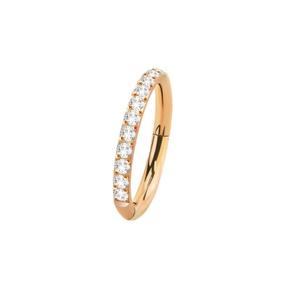 Titanium 16 Gauge Hinged Hoop Ring Segment with Forward Facing CZ