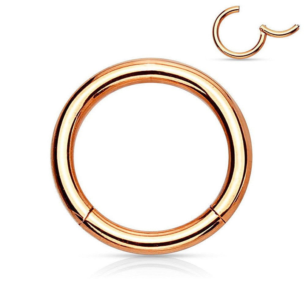 PVD Rose Gold Surgical Steel 14 to 20 Gauge Hinged Segment Ring