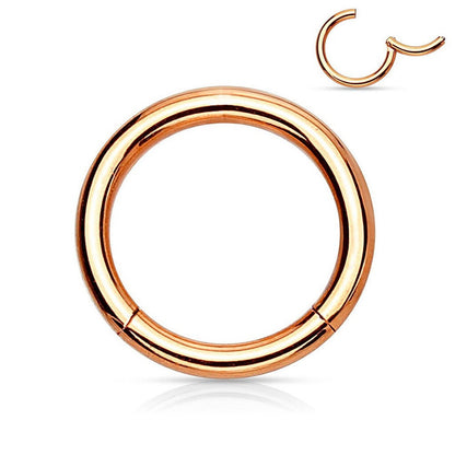PVD Rose Gold Surgical Steel 14 to 20 Gauge Hinged Segment Ring