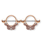 Surgical Steel 14 Gauge Nipple Shield with Tribal Lace Swirl CZ - Pair - photo 6