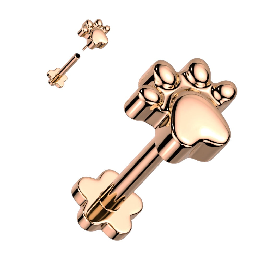 Titanium 20 to 16 Gauge Push In Labret Stud with Paw Top - photo 7