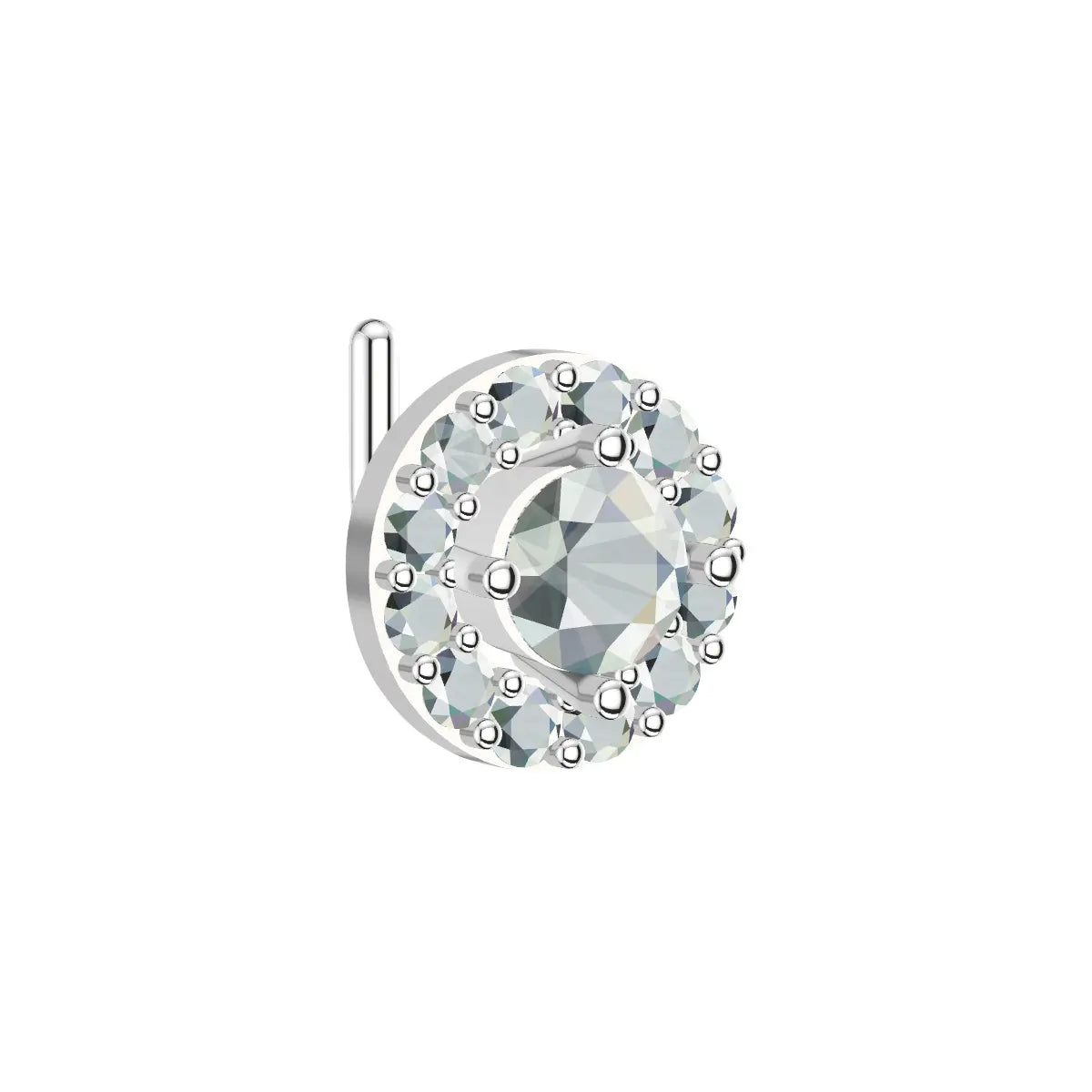 Surgical Steel L-Shaped Nose Stud 20G 6.5mm with Clear CZ Halo - photo 6