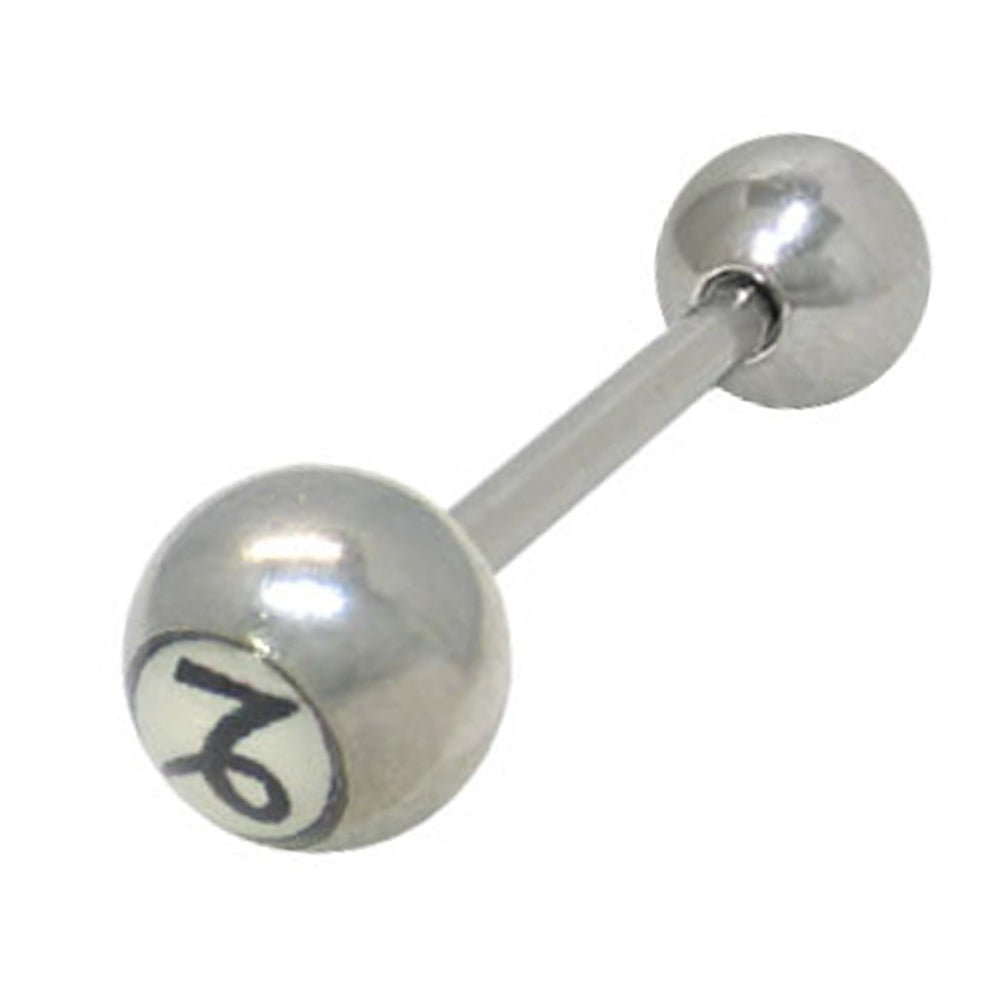 Surgical Steel 14 Gauge Tongue Barbell with Ru Kana Logo