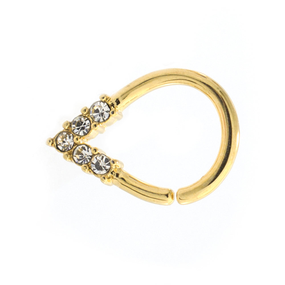 Surgical Steel Pear Shaped Bendable Hoop with 5 CZ Lined Design - photo 2
