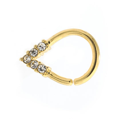 Surgical Steel Pear Shaped Bendable Hoop with 5 CZ Lined Design - photo 2