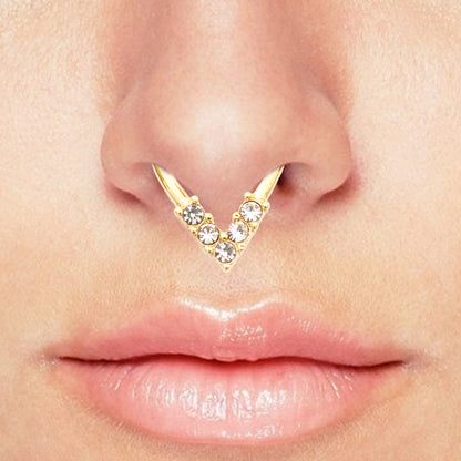 Surgical Steel Pear Shaped Bendable Hoop with 5 CZ Lined Design - photo 3