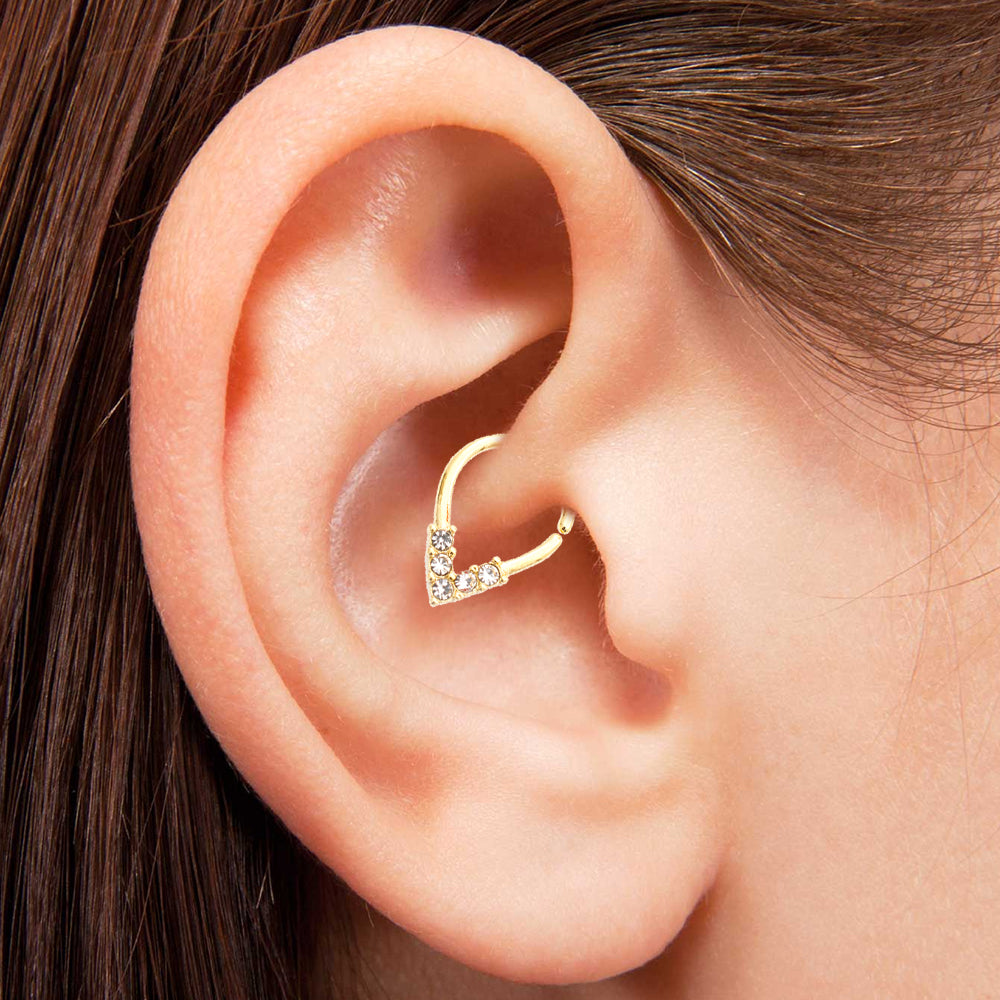 Surgical Steel Pear Shaped Bendable Hoop with 5 CZ Lined Design - photo 4