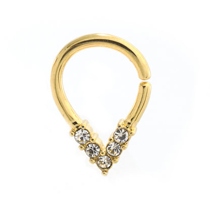 Surgical Steel Pear Shaped Bendable Hoop with 5 CZ Lined Design - photo 5