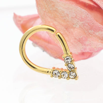 Surgical Steel Pear Shaped Bendable Hoop with 5 CZ Lined Design - photo 6