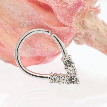 Surgical Steel Pear Shaped Bendable Hoop with 5 CZ Lined Design - photo 8