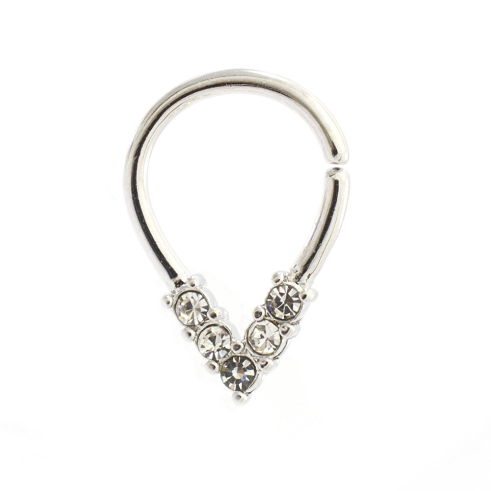 Surgical Steel Pear Shaped Bendable Hoop with 5 CZ Lined Design - photo 9