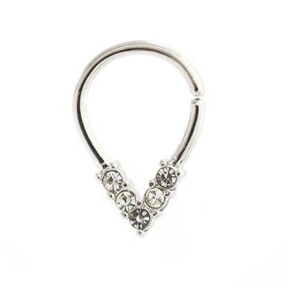 Surgical Steel Pear Shaped Bendable Hoop with 5 CZ Lined Design - photo 9