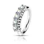 Surgical Steel Bendable Hoop Ring 20 18 & 16 Gauge 5 Lined CZ Gem - Kruelty - Photo 6