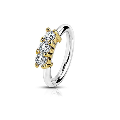 Surgical Steel 20 Gauge Three Lined CZ Bendable Hoop Ring - 8mm - photo 3