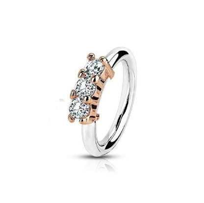 Surgical Steel 20 Gauge Three Lined CZ Bendable Hoop Ring - 8mm - photo 4
