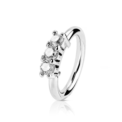 Surgical Steel 20 Gauge Three Lined CZ Bendable Hoop Ring - 8mm - photo 2