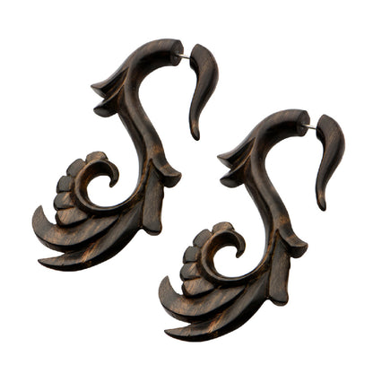 Arang Wood 18 Gauge Angel Wing Filigree Fake Earring Hangers - Pair - photo 2