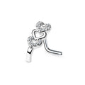 Surgical Steel Nose Ring Stud 20 Gauge 1/4" L Bend & Tripple Heart Gem - Kruelty - Photo 5