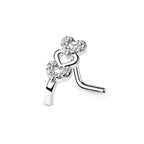 Surgical Steel Nose Ring Stud 20 Gauge 1/4" L Bend & Tripple Heart Gem - Kruelty - Photo 5