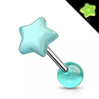 Surgical Steel Straight Barbell 14 Gauge 5/8" (16 mm) UV Acrylic Star - Kruelty - Photo 7