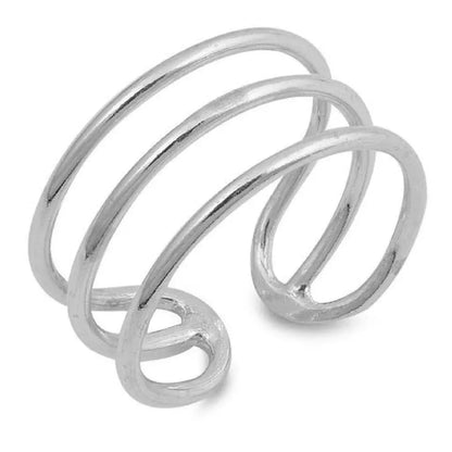 Silver Fake Clip On Non Piercing Triple Helix Ear Cartilage Cuff Ring