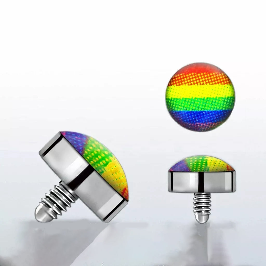 Titanium Dermal Top 14 Gauge Internally Threaded Rainbow Logo - Kruelty - Photo 5