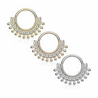Surgical Steel Bendable Hoop Septum Ring 16 Gauge with Fan CZ Gems - Kruelty