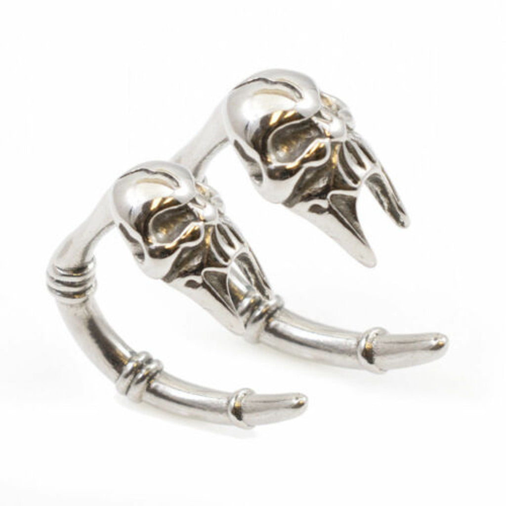 Surgical Steel Skull Hanging Ear Plug Expander Taper 8 Gauge - Pair - Kruelty