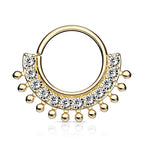 Surgical Steel Bendable Hoop Septum Ring 16 Gauge with Fan CZ Gems - Kruelty - Photo 5