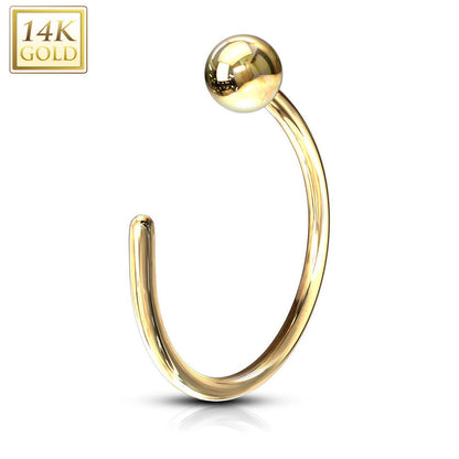 14 Karat Solid Gold Nose Ring Hoop 20 Gauge 8 MM With Round End