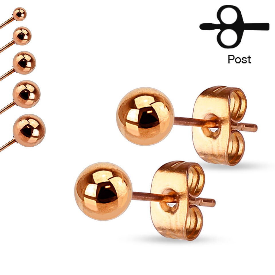 Stainless Steel Earring Stud 20 Gauge with Hollow Ball Ends - Pair