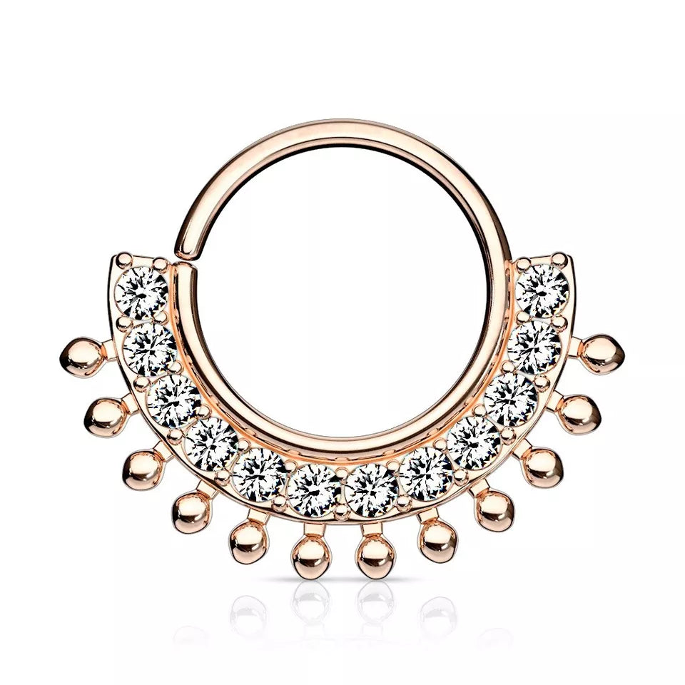 Surgical Steel Bendable Hoop Septum Ring 16 Gauge with Fan CZ Gems - Kruelty - Photo 6